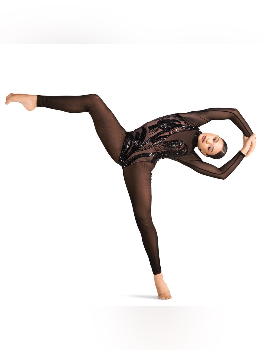 Tenth House solo dance costume jumpsuit unitard black sequin CERES TH24168 SA
